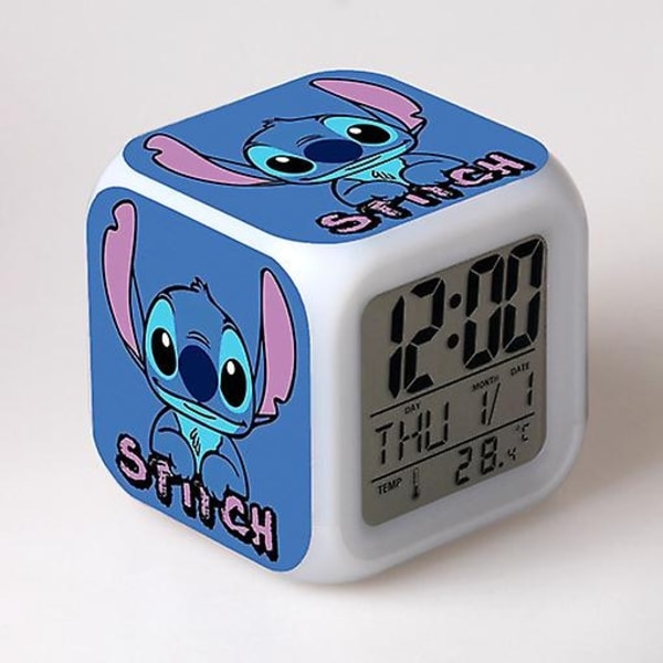 Stitch Anime LED Digital Väckarklocka för Flickor - Söt Storlek, 8cm, 3 tum, 7 Färgbyten, Temperatur, Perfekt för Flickors Sovrum(13)-Perfekt 35