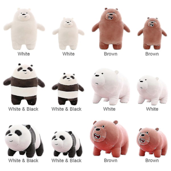 Vi Bare Bjørner Kosedyr Isbjørn Panda Grizzly Myke Plysjleker Kawaii Plysjdyr for Gutter Jenter Barn-e-Perfet Brown Down 25cm