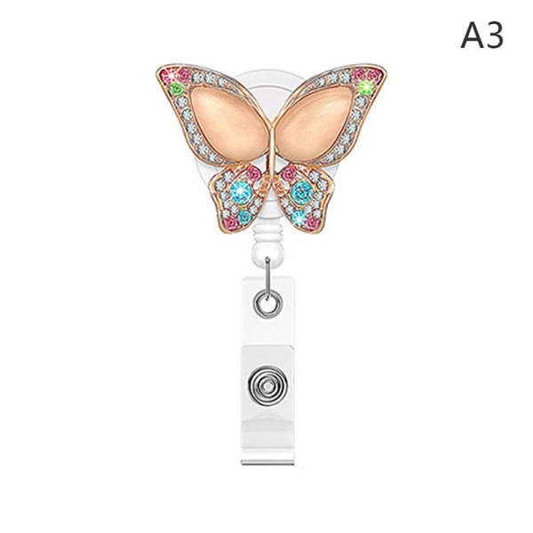 Butterfly Rhinestone Badge Reel Clip ID-korthållare Clips Namn - Perfet A3