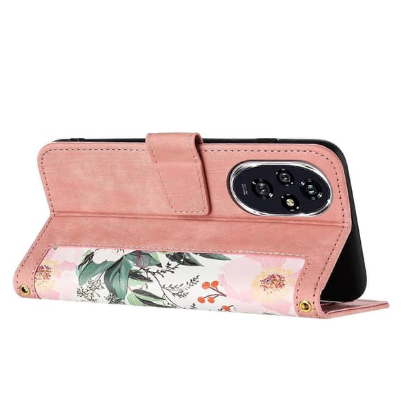 Blomstermønstret Telefondeksel i Lær med Lanyard-Perfet For Honor 200 Pro