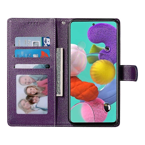 Yhteensopiva Samsung Galaxy A24 4G (162.1 x 77.6 x 8.3mm) Kotelo Nahkainen Lukko Lompakko Jalusta Puhelinkotelo - Perfet Purple