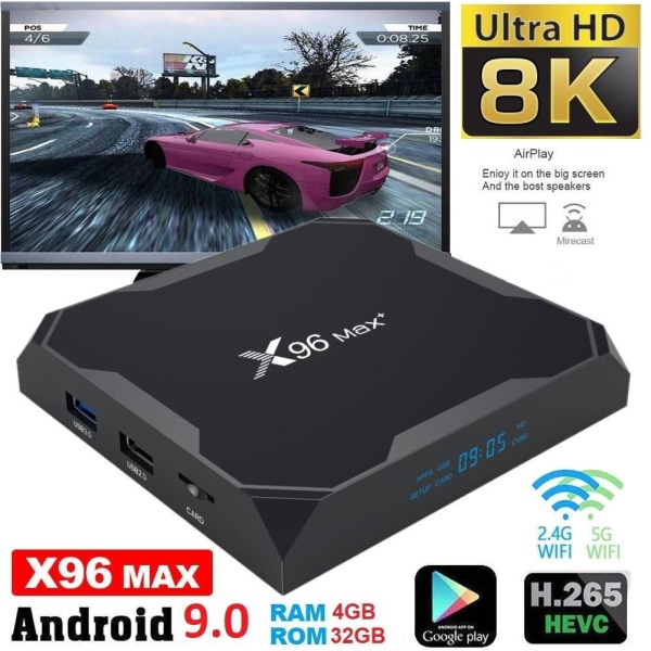 8K Full HD Media Player x96 MAX+ - KODI, WiFi TV Box IPTV - 9.0 - Perfet
