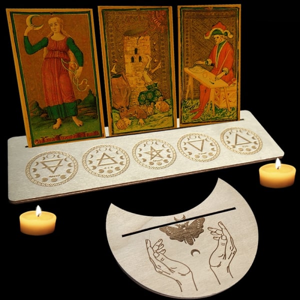 2/4kpl Puinen Tarot-korttiteline noitaennustustyökaluille Displ - Perfet Gold 12