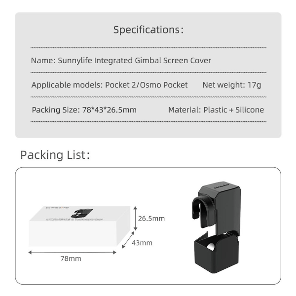 Til Dji Pocket 2/osmo Pocket Gimbal kamera baggrundsbelysning cover - Perfet