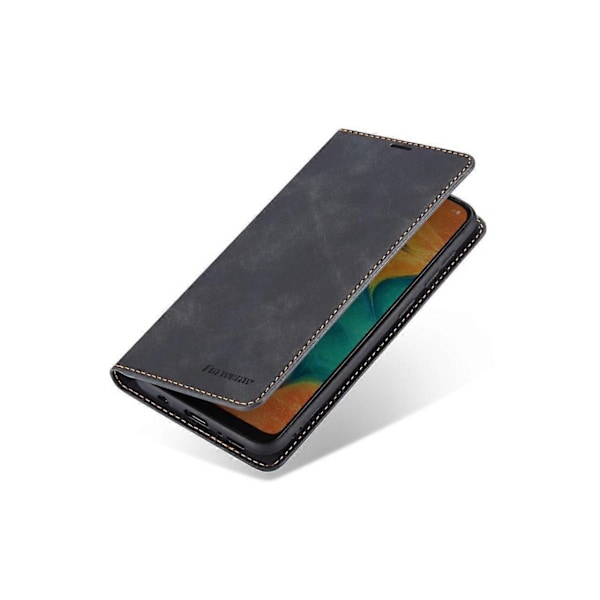 Kompatibelt med Samsung Galaxy A40 Skal, Premium PU Läderfodral TPU Stötfångare med Korthållare Ställ Dold Magnetisk Stötsäker Flip-Perfet Black