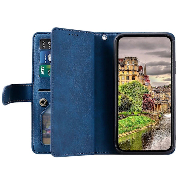 Puhelinkotelo, yhteensopiva Xiaomi Redmi Note 14 Pro 5G 14 Pro 5G Poco X7 5G -mallien kanssa, nahkakansi vetoketjullisella lompakolla - Täydellinen Blue