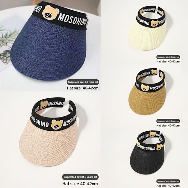 2-8 år barn solhatt sommar tecknad solskydd tom till - Perfet Beige One Size