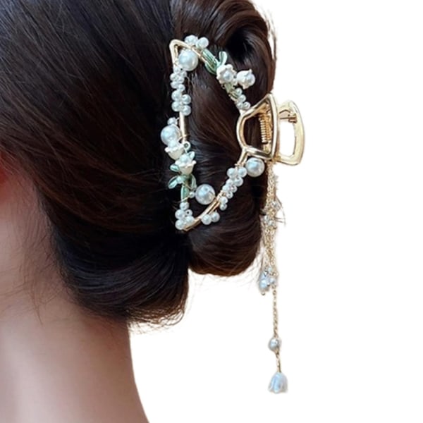 Women's Pearl Flower Hårklämmor Stora hårklämmor Långt hår Accessoarer A - Perfet