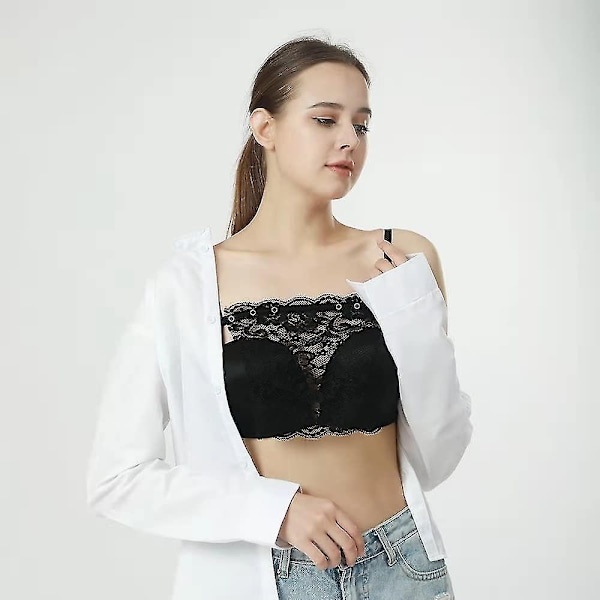 3 st Dam Spets Anti-Titt Osynlig BH Underkläder Sekretess Clip-On Mock Camisoles Urringningsinsats Väst-Perfet