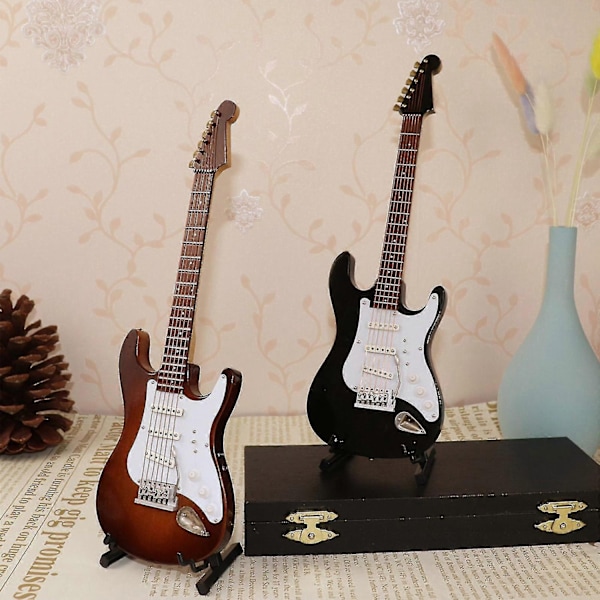 Miniatyr-replika av ornamentale gitarer Mini klassisk gitar/elektrisk gitarmodell Julepynt-Perfekt Wood Color Classical Guitar
