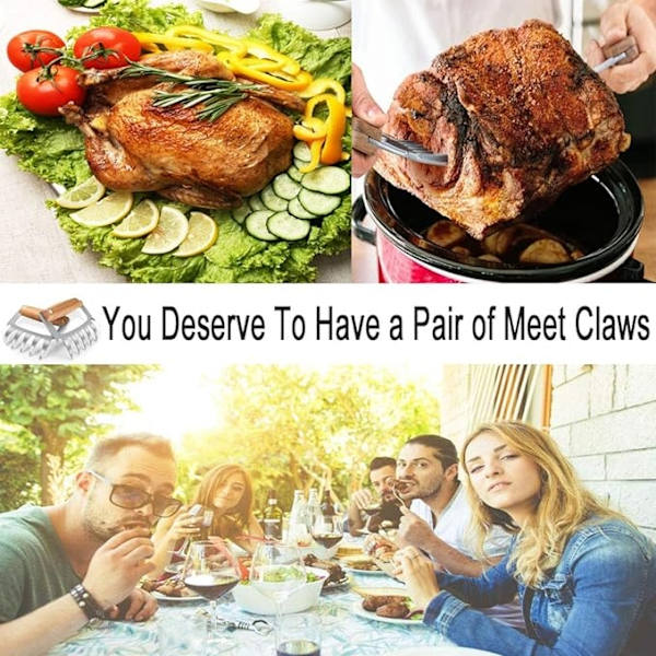 Kødkløer til Pulled Pork Meat Claws BBQ gafler Rustfrit stål - Perfet
