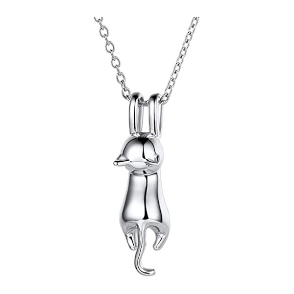 925 silver katt hänge halsband för kvinnor och flickor söta katt halsband-Perfet
