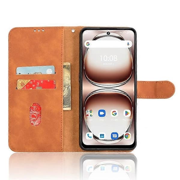 för Umidigi Note 100 Läderfodral Hudkänsla Anti-Fall Plånbok Flip Telefonfodral - Perfekt Brown