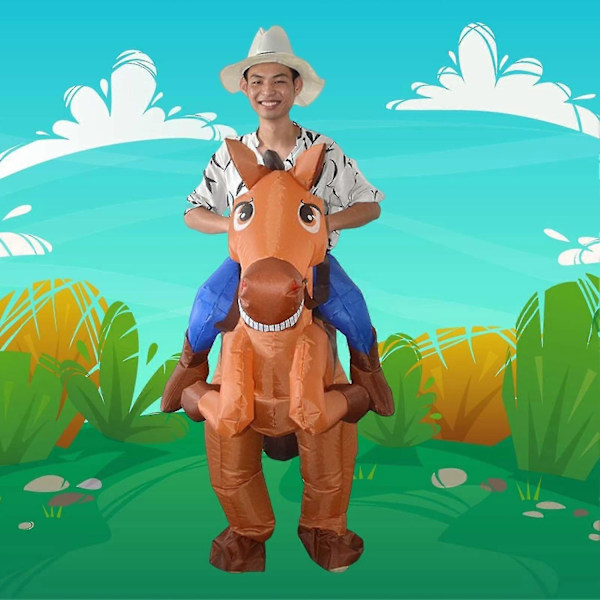 Uppblåsbar Häst-dräkt Cowboys På Häst Maskeradkostym Rolig Nyhet Utklädnad Partykläder-Perfekt Tail horse