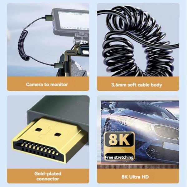 Expandables 8K HDMI-kompatibel 2.1-kabel, 48 Gbps Snabb Dataöverföring, Aluminiumlegeringsskal Kompatibel med Hållbarhet och Skydd - Perfekt Up