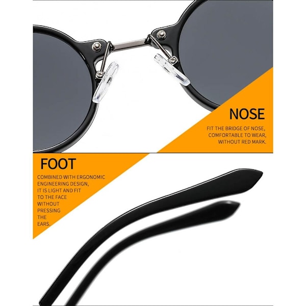 Pienet pyöreät aurinkolasit Miesten Naiset Retro Punk- Perfet Black/Transparent