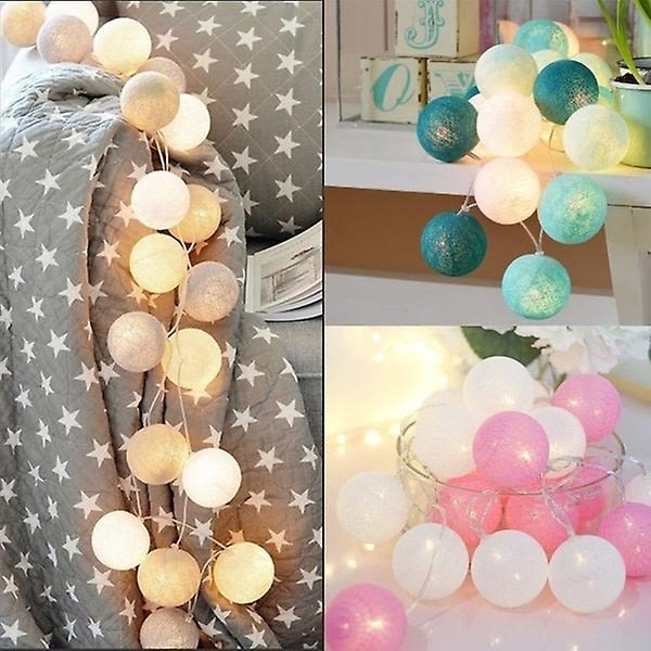 2,2m 20 Bolde Vintage/Sød Pastel/Ren Hvid Sød Bomuldsstreng Fairy Lights Party Hjemmegårdhave Bryllup Romantisk juledekoration - Perfet 3