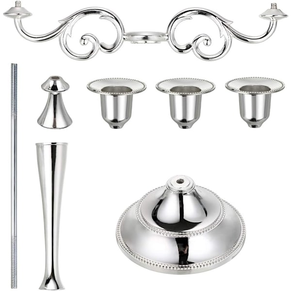 3 Metal Candelabra - Lysestakere for formelle arrangementer, bryllup, kirke, feriedekor, Halloween, silver