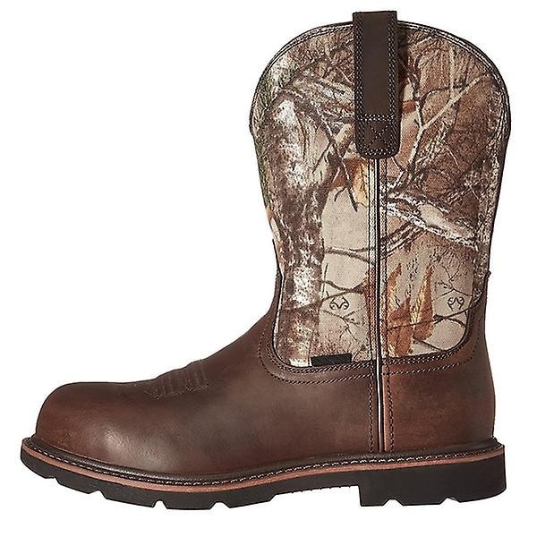 Vintage-saappaat miesten cowboy-saappaat PU länsimaiset saappaat keskipitkät nahkasaappaat miesten syksyn nahkasaappaat mukavat ritari-saappaat - täydelliset Camouflage  Brown 41
