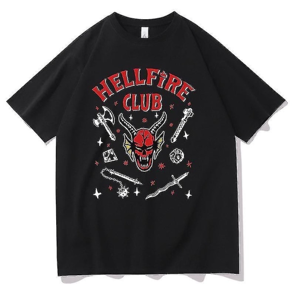 Stranger Things Shirt Season 4 Hellfire Club Loose Lyhythihainen T-paita - Perfet black