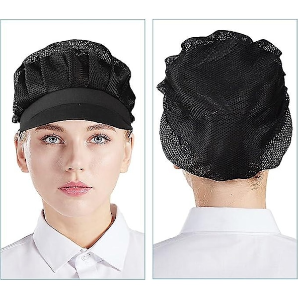 Svart 3-pack Kockmössa Kök Matlagningsmössa Matservering Hårnät för Kvinnor One Size-Perfet
