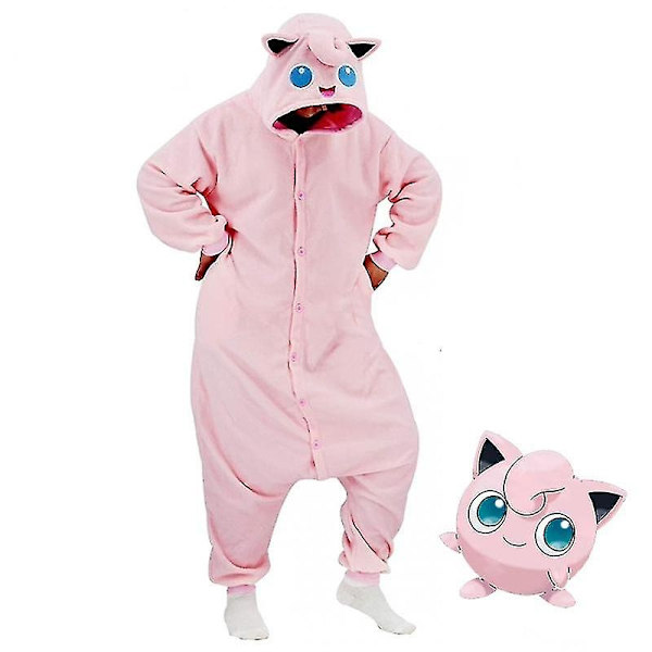 Jigglypuff-asu kokovartalopyjamat Halloween joulu yksiosainen kigurumi miehille, naiset-1 - täydellinen S