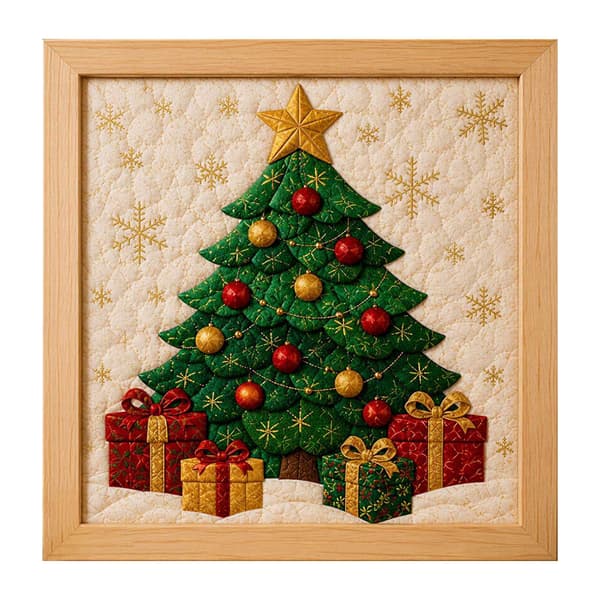 Kinusaiga tekstilkunstsett | DIY 3D-julesett med tekstilstempling for voksne Christmas Tree