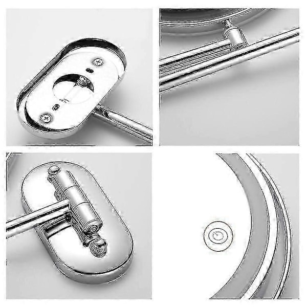 8 tum Väggmonterad Dubbelsidig Sminkspegel LED Trefärgat Ljus Badrumsspegel-Perfet Battery Models Silver Triple Magnification