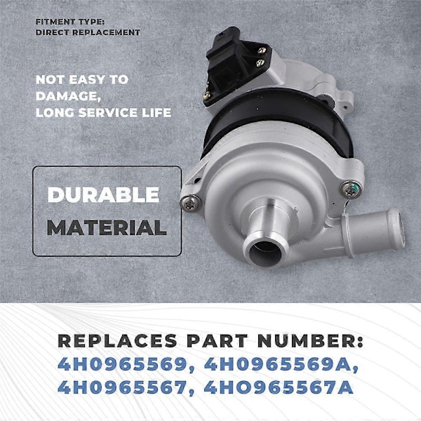4H0965567 Elektrisk Vandpumpe 4H0965569A til A4 A6 A7 A8 Q5 Q8 2007-2018-Perfekt