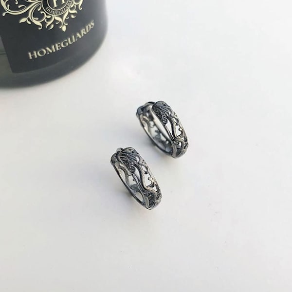 Punk Dragon Hollow Filigran Small Hoop Cuff örhängen - Perfet
