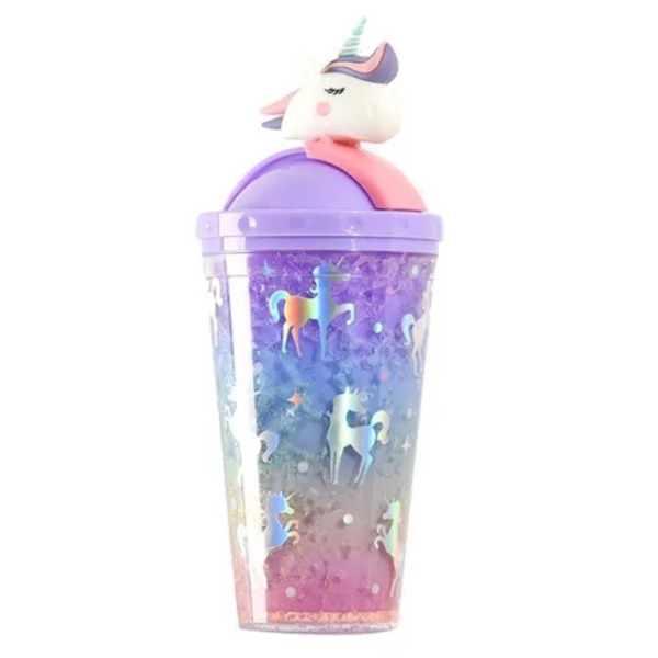 Unicorn Ice Cup Gradient Girl Heart Straw Cup purple