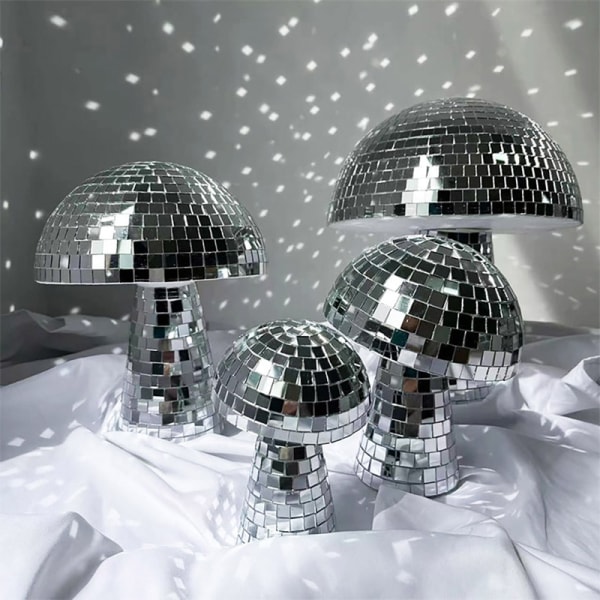 Mushroom Disco Ball Spegel reflekterande boll för bröllopsfest - Perfet Silver 6 Inch