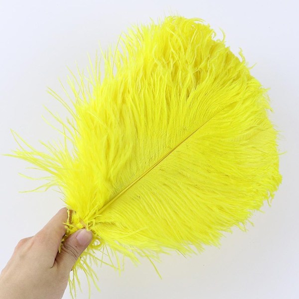 10 stk Naturlige Sorte Strudsefjer til Håndværk Bryllup Hjem Dekoration 15-20cm/25-30cm/30-35cm Fest Strudsefjer Midtpunkt-Perfekt Yellow