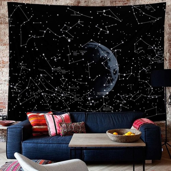 Psykedeelinen Constellation Galaxy -avaruuskuvioinen tapettikuva olohuoneeseen (A-Constellation Tapestry, XL/180cmx230cm) - Perfet