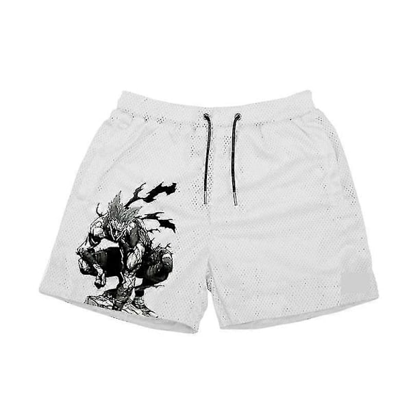 Japanilainen Anime Shortsit Baki Haman Painettu Miesten Katukahvit Shortsit Rento Löysä Miesten Elastinen Vyötärö Mustat Shortsit - Perfet white1 XL