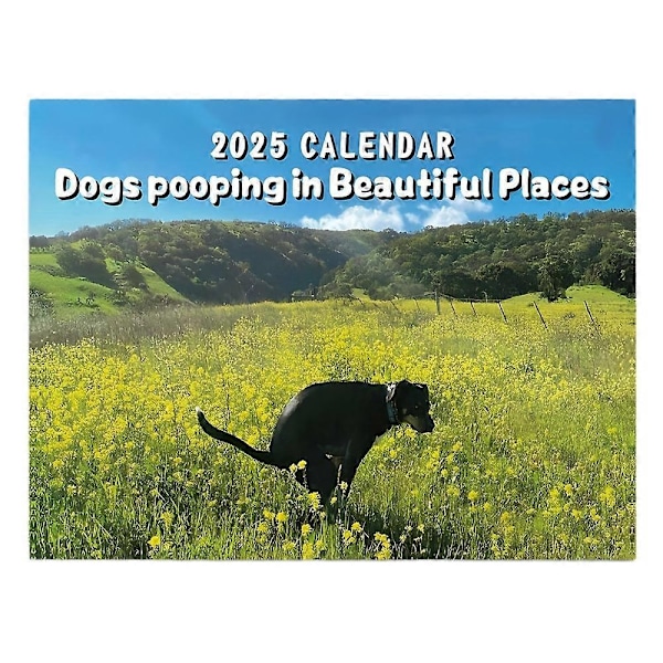 2025 Hundar Bajsar På Vackra Platser Kalender Rolig Hund Månadsväggkalender 12 Månader Planner Julskämt-Perfekt