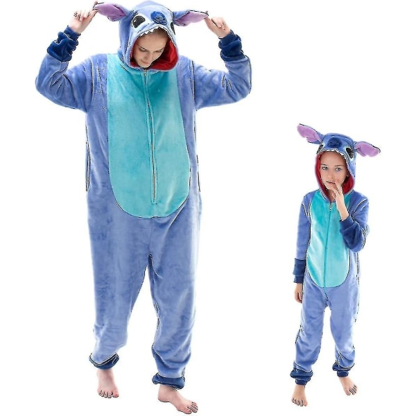 Snug Fit Unisex Vuxen Onesie Pyjamas Flanell Cosplay Animal One Piece Halloween kostym Sovkläder Hemkläder Q Ningling 85 cm - Perfet BlueStitch L