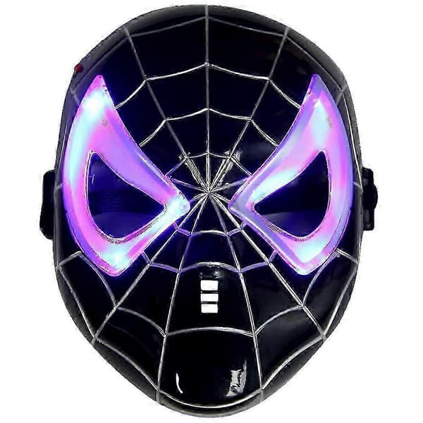 LED Lysende Spiderman Maske Barn Gutter Jenter Karneval Superhelt Superhelter Spiderman Masker-Perfekt Black