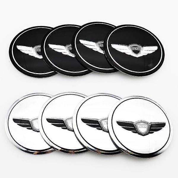 4 stk. 56mm 60mm Aluminium GENESIS Logo Bilhjul Center Hub Sticker Fælg Refit Badge Dæksler Kreativ Dekoration Emblem Tilbehør | Bilstickers | -Perfet Black GENESIS 56mm wheel sticker