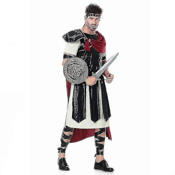 Spartan Warrior Kostymset Romersk Gladiator Cosplay Halloween Karneval Kostym för Vuxna Barn - Perfekt Adult with knife shield S