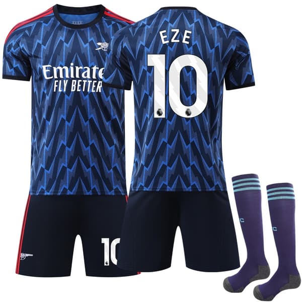 2025-2026 Arsenal Udebane Børnefodboldtrøjesæt (Inkluderer Strømper) Størrelse 10 Eberechi Eze-Perfet 22