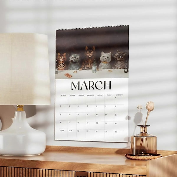 Stygg Middelalderkatt Kalender - Merkelig Middelalderkatt Veggkalender 2025 | 12 Måneder Stygg Middelalderkatt Kalender | Middelalderkatt Veggkalender - Perfekt 3pcs