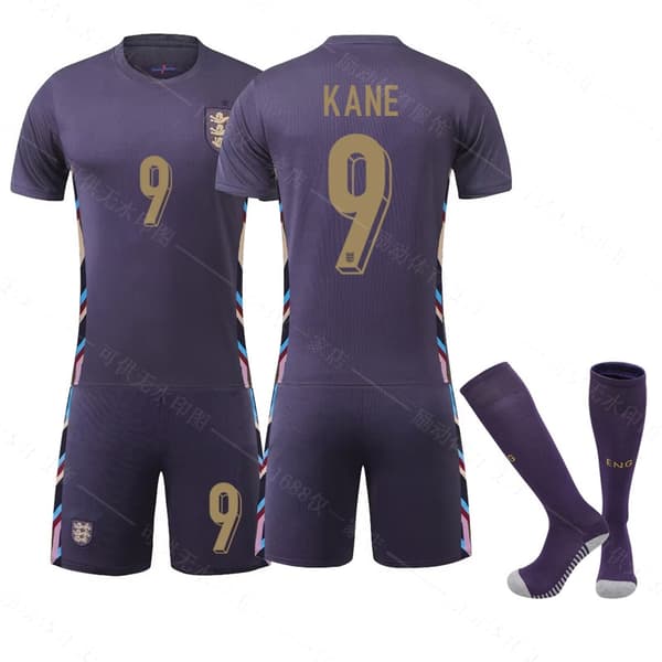 Jud- EC 2024 Fotbollströja England Bortamatch 9 KANE- Perfekt 9 KANE 24