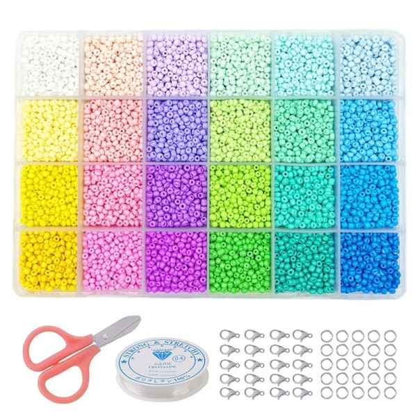 24 Places Multicolor Paint Beads Glaspärlor Set Box Pärlor för DIY-armband och halsband - Perfet
