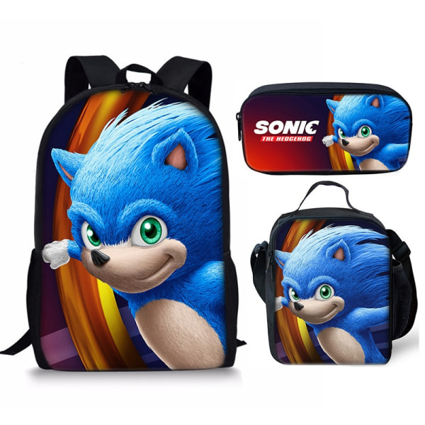 Sonic skoletaske til børn, madpakke, blyanttaske sæt med tre - Perfet 9