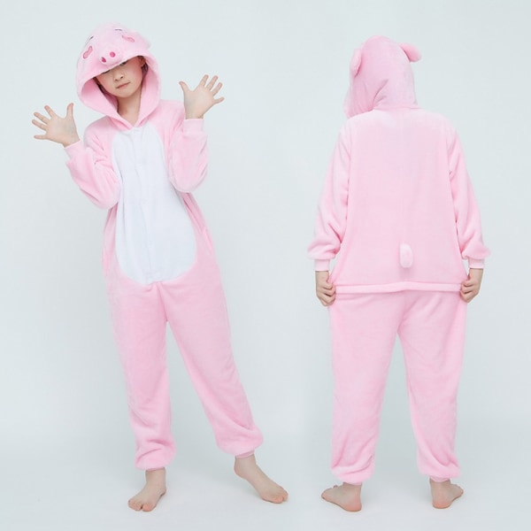 Søt tegneserie anime dyr pyjamas for menn og kvinner - Perfet Pink pig M