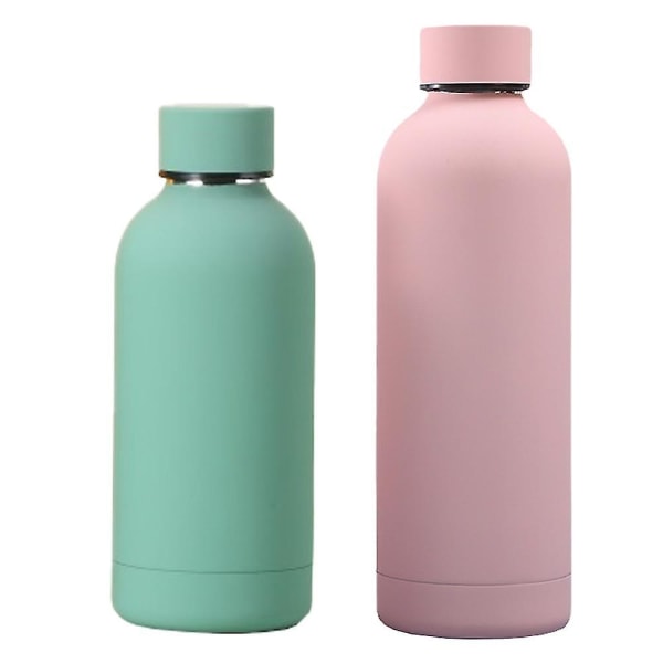 2-pak vandflaske i rustfrit stål - Termoflaske - Sportsflaske i metal - Perfet Green*Pink