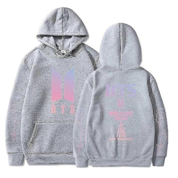 BTS Unisex Huvtröja med Huva Casual Hoodie Cosplay Jacka Topp V-Perfet grey L