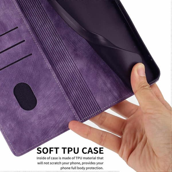 för iPhone 11 Läderfodral WANLONFENG HDM-serien Mandala Prägling Plånboksställ Telefonskal - Perfekt Purple