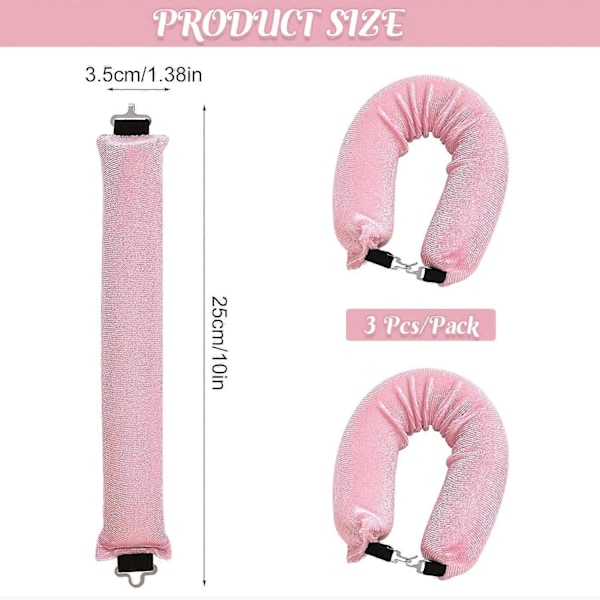 3 stk. Varmefrie Hårcurlere Overnight Blowout Rods Høj Elasticitet Flexi Gummi Rods-Perfet